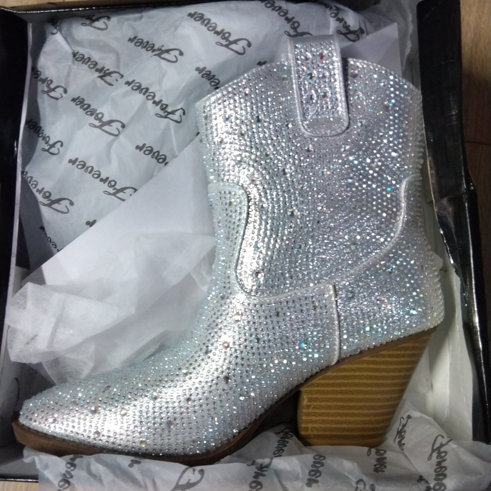 Sparkling Silver Heeled Boots